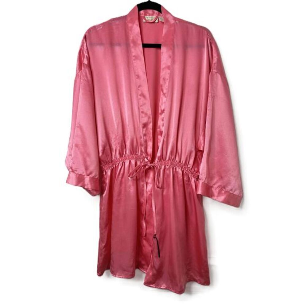 Victoria's Secret Robe Womens Size M/L Pink Kimono Satin Tie Waist